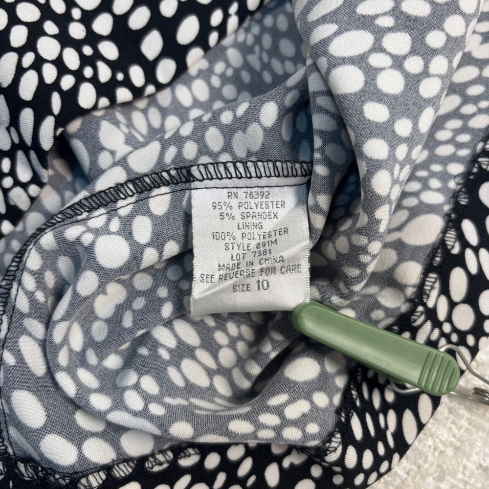 olivia matthews Y2K black white polka dot midi dress quirky retro office siren - Picture 8 of 8